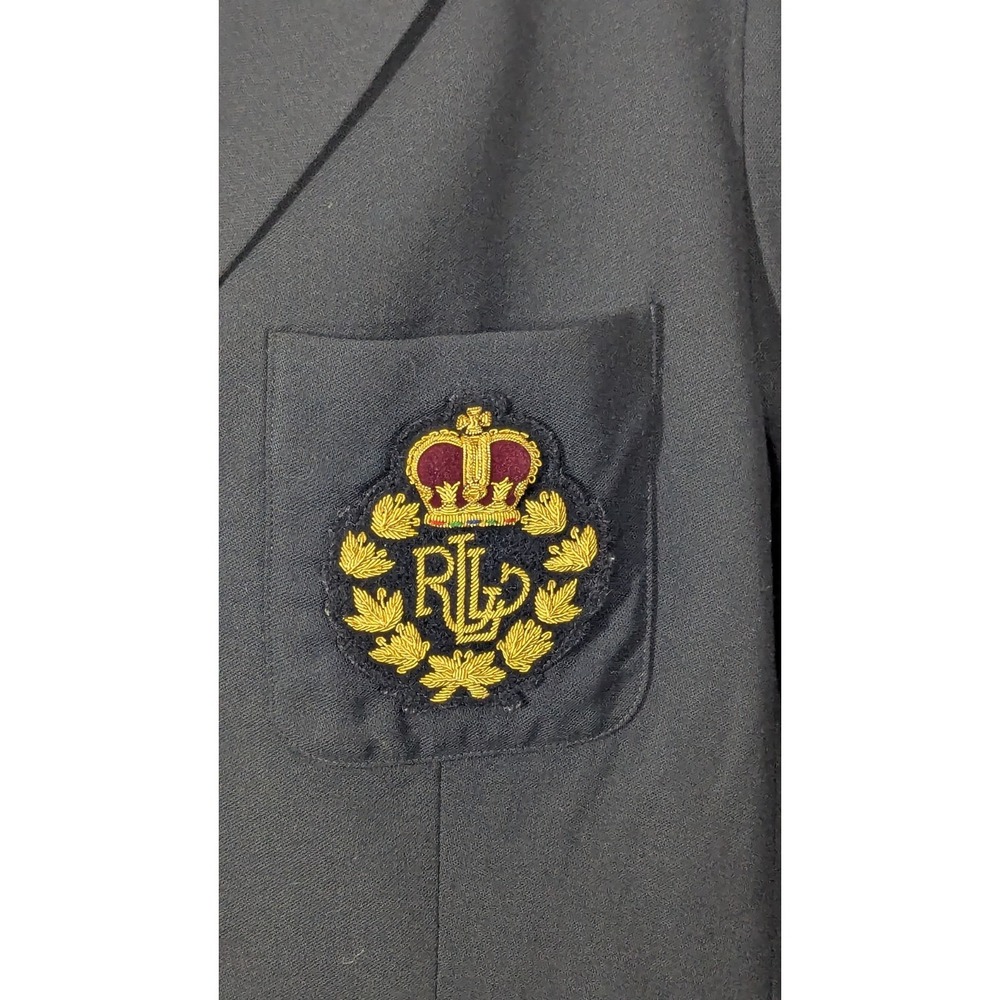 Lauren Ralph Lauren Blazer Black Crest Gold Buttons VTG Worsted Wool Old Money - Picture 3 of 16